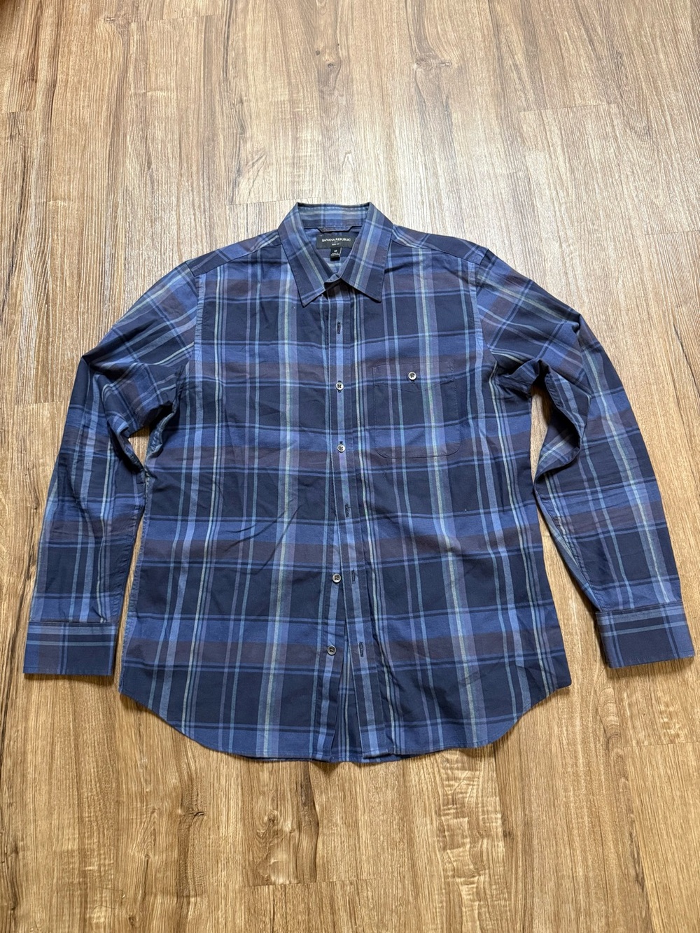 Banana Republic Men’s Navy Plaid Button-Up Shirt